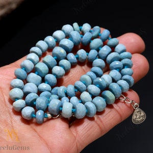 Hand Knotted Blue Opal Necklace,Peruvian Blue Opal Knotted Necklace,Peruvian Opal Knotted Necklace,Opal Necklace,Opal Candy Necklace