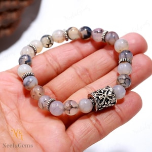 AAA+ Quality Dragon Vein Agate Bracelet,Agate Round Beads Bracelet,Agate Gemstone Stretch Bracelet,8 MM Agate Beads Unisex Healing Bracelet