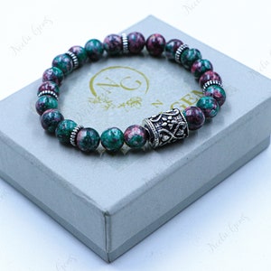 AAA+ Ruby Zoisite Bracelet,Ruby Zoisite Round Beads Bracelet,Ruby Zoisite Gemstone Stretch Bracelet,8 MM Pink Beads Unisex Healing Bracelet