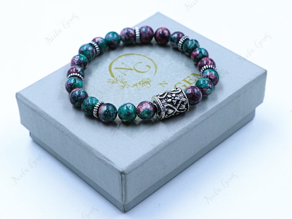 23 Perles Rondes 8 Mm En Rubis Zoïsite Naturelle - Gemme Non Taillée - Pour Création De Bijoux