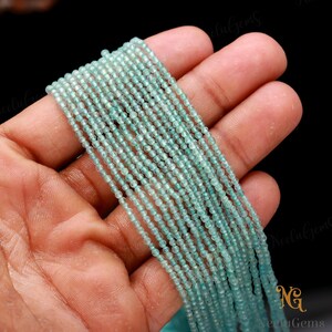 AAA+ Natural Blue Apatite Micro Cut Faceted Rondelle Gemstone Beads,2.00-2.20 MM Apatite Tiny Beads,13&quot; Apatite Beads For Handmade Jewelry