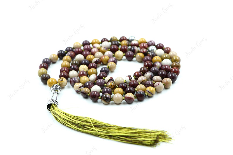 Mookite Jasper Beads Mala Necklace-108 Hand Knotted Mala Necklace,Gemstone Beads Yoga,Prayer & Meditation Mala Necklace,Beaded Necklace image 4