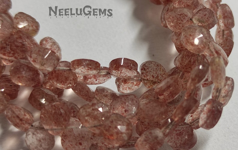 Strawberry Quartz Beads Strand 5-5.5MM Quartz Beads Strand Beautiful Natural Strawberry Quartz Faceted Heart Shape Gemstone Beads Strand