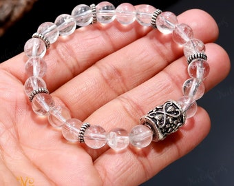 8mm Clear Quartz Bracelet, Master Healer Crystal Jewelry, Natural Round Bead Healing Bracelet, Unisex Spiritual Gift, Energy Amplifier