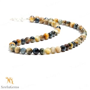 AAA+ Natural Multicolor Cats Eye Beaded Necklace,8 MM Cats Eye Smooth Round Beads Necklace,18&quot; Multi Cats Eye Beads Necklace Jewelry