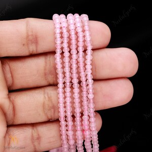 Beautiful Pink Rose Quartz Jade Faceted Rondelle Shape Gemstone Beads,Pink Jade Rondelle Beads,3-3.50 MM Pink Jade Bead For Handmade Jewelry