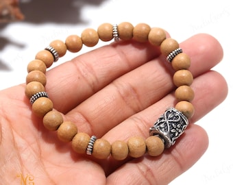 Bracelet en bois de santal naturel 8 mm, perles de méditation parfumées pour la pleine conscience et la paix, bijoux en bois aromatiques, cadeau zen unisexe pour soulager le stress