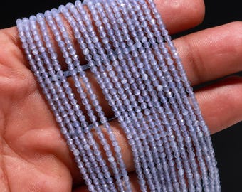 AAA+ Natural Lavender Chalcedony Microcut Faceted Beads,2-2.5 MM Chalcedony Tiny Rondelle Beads,13"Gemstone Beads For Handmade Jewelry