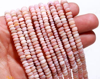 AAA+ Pink Opal Faceted Rondelle Beads,5-6 MM Natural Peruvian Opal Indian Cut Beads,13" Loose Gemstone Beads For Handmade Jewelry