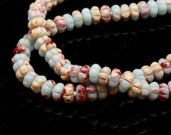 AAA+ Sea Sediment Jasper Carving Rondelle Beads,7 MM Hand Curved Jasper Watermelon Beads,16"  Jasper Pumpkin Beads For Handmade Jewelry