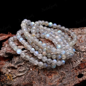AAA+ Blue Fire Labradorite Bracelet,Labradorite Round Bracelet,Labradorite Stretch Bracelet,6 MM Labradorite Beads Unisex Healing Bracelet