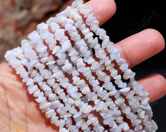 AAA+ Blue Lace Agate Uncut Chip Beads,Natural Blue Lace Agate Raw Rough Tiny Nugget Chips,34" Gemstone Beads For Handmade Jewelry