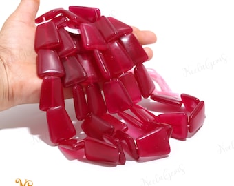 AAA+ robijnkwarts gladde nuggetkralen, natuurlijke robijn jade briolette nuggetkralen, 15" tuimelende edelsteenkralen voor handgemaakte sieraden