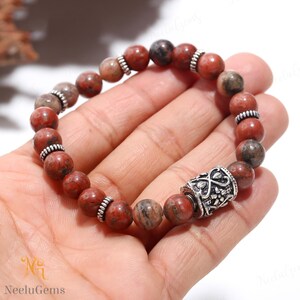 AAA+ Red Jasper Bracelet,Red Jasper Round Beads Bracelet,Red Jasper Gemstone Stretch Bracelet,8 MM Red Jasper Beads Unisex Healing Bracelet