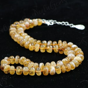 Hand Knotted Golden Citrine Quartz Necklace,Citrine Quartz Knotted Necklace,Quartz Knotted Necklace,Quartz Beaded Necklace,Handmade Necklace