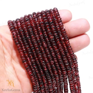 Natural Mozambique Garnet Smooth Rondelle Shape Gemstone Beads,Red Garnet Smooth Button Beads.Mozambique Garnet Beads For Handmade Jewelry
