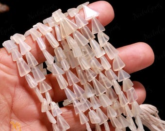 AAA+ Natural White Moonstone Smooth Triangle Beads,Geniune Moonstone Briolette Beads,13" Moonstone Beads For Handmade Jewelry & Craft Making