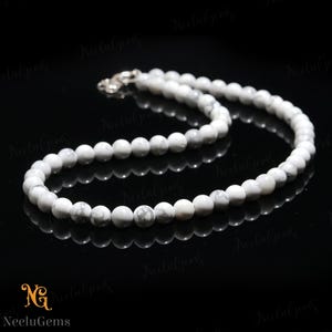 AAA + Natürliche Weiße Howlith Perlen Halskette,8 MM Howlite Glatte Runde Perlen Halskette, 18 &quot;Howlith Perlen Halskette In Handgemachten Schmuck