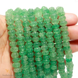 Natural Hand Carved Green Strawberry Rondelle Gemstone Beads,Strawberry Carving Watermelon Beads,Green Strawberry Bead For Handmade Jewelry
