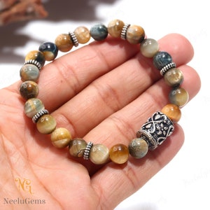 AAA+ Multi Catseye Bracelet,Cats Eye Round Beads Bracelet,Cats Eye Gemstone Stretch Bracelet,8 MM Cats Eye Beads Unisex Healing Bracelet