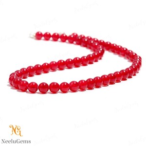 AAA+ Natural Pink Ruby Quartz Beaded Necklace,8MM Ruby Quartz Smooth Round Beads Necklace,18&quot; Ruby Quartz Beads Necklace In Handmade Jewelry