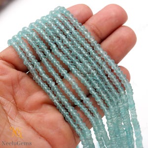 AAA+ Natural Blue Apatite Faceted Rondelle Shape Gemstone Beads,Apatite Microcut Faceted Beads,3.5-4 MM Apatite Beads For Handmade Jewelry