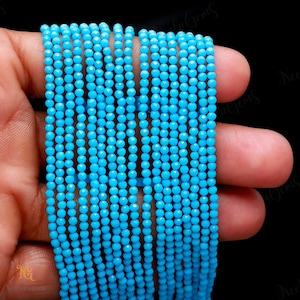 AAA+ Natural Blue Turquoise Microcut Faceted Rondelle Gemstone Beads,2.30-2.40 MM Turquoise Tiny Bead,13"Turquoise Bead For Handmade Jewelry