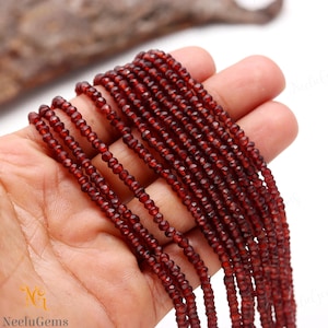 AAA+ Mozambique Garnet Faceted Rondelle Gemstone Beads (3.5-4 MM)