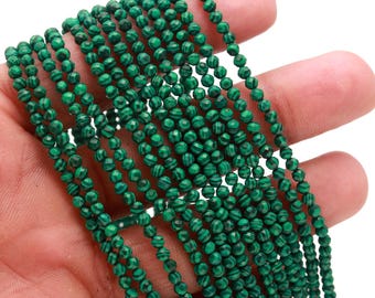 AAA+ Natural Malachite Microcut Faceted Beads,3.00-3.10 MM Malachite Tiny Rondelle Beads,13" Malachite Gemstone Beads For Handmade Jewelry