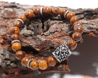 Bracciale In Diaspro Mariam Pietra Naturale – Perle 6/8/10 Mm, Elastico 17 Cm, Qualità AA/AAA - 5