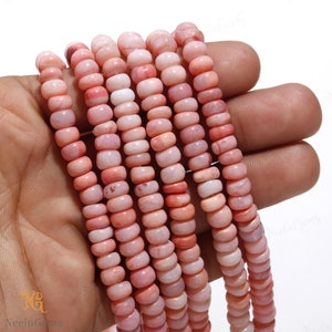 AAA+ Quality Pink Opal Smooth Rondelle Shape Gemstone Beads,Peruvian Pink Opal Plain Beads,6.50-7.50 MM Pink Opal Beads For Handmade Jewelry