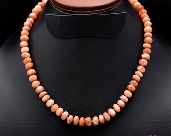 Golden Sunstone Necklace, Hand Knotted Natural Gemstone Jewelry, Sparkly Orange Sun Stone Silk Choker, Solar Plexus Chakra Gift