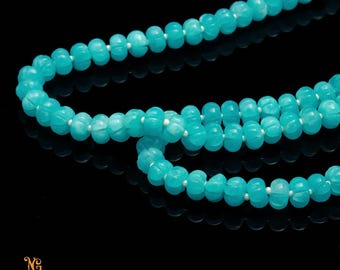 AAA+ Blue Opal Quartz Carving Rondelle Beads,8 MM Hand Curved Opal Watermelon Beads,16" Opal Pumpkin Beads For Handmade Jewelry