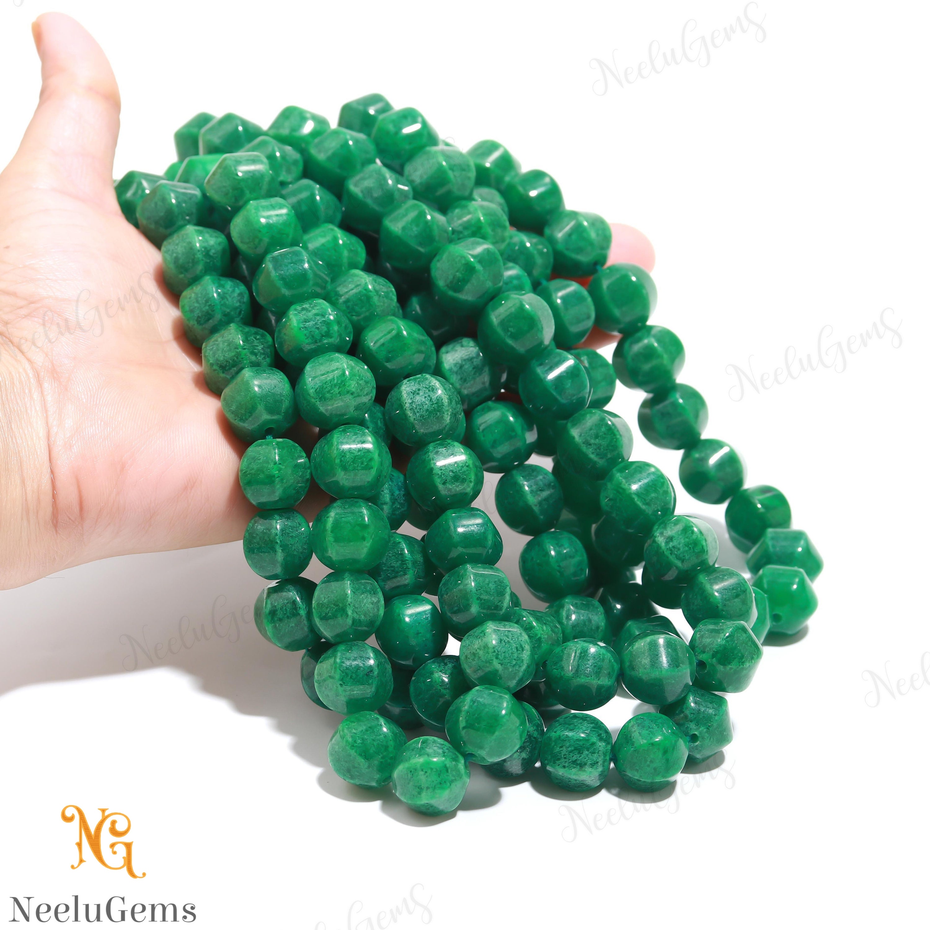 AAA+ Green Emerald Quartz Smooth Pumpkin Gemstone Beads