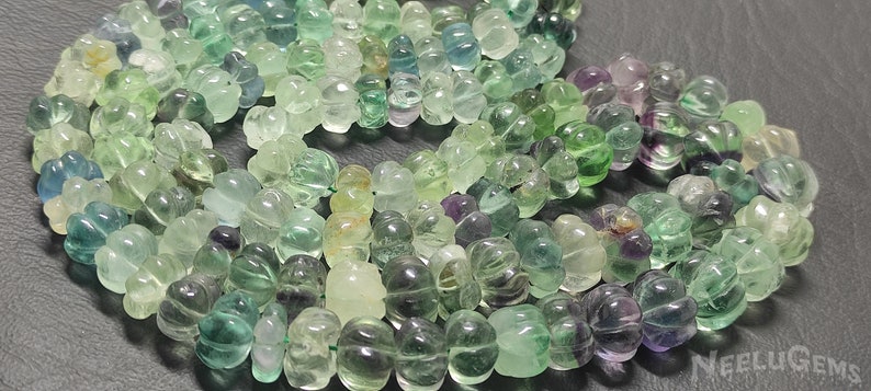 Fluorite Gemstone Beads Natural Green Fluorite Oval Carved Shape Beads Fluorite Carving Beads Semi Precious Beads