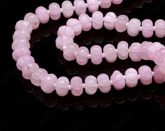AAA+ Rose Quartz Carving Rondelle Beads,8 MM Hand Curved Rose Quartz Watermelon Beads,16" Rose Quartz Pumpkin Beads For Handmade Jewelry