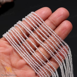 AAA+ Clear Crystal Quartz Smooth Rondelle Gemstone Beads,2.20-2.30 MM Crystal Quartz Tiny Beads,13&quot; Clear Quartz Beads For Handmade Jewelry