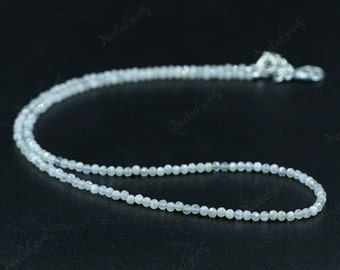White Moonstone Necklace, Faceted Gemstone Choker, Natural Rainbow Moonstone Jewelry, June Birthstone Gift, Dainty Healing Crystal for Her