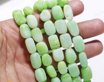 AAA+ Green Opal Smooth Nuggets Beads,9-10 MM Natural Peruvian Opal Indian Cut Tumble Beads,15" Loose Gemstone Beads For Handmade Jewelry