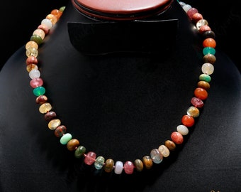 Wielokolorowy naszyjnik z kamieni szlachetnych, ręcznie tkana biżuteria z kamieni naturalnych, tęczowy jedwabny sznur z koralikami, naszyjnik choker w stylu boho z mieszanych kryształów, wyjątkowy prezent dla niej