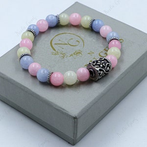 Bransoletka z kwarcu AAA+ Multi Morganite, Bransoletka z okrągłych koralików kwarcowych, Elastyczna bransoletka z kamieniami szlachetnymi kwarcu, Uniwersalna bransoletka lecznicza z koralikami Morganite o średnicy 8 mm