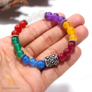 7 Chakra Bracelet &quot;Ruby Quartz,Yellow Quartz,Lavender Quartz,Ice Quartz,Orange Quartz ,Green Quartz,Blue Quartz&quot; Beads Stretch Bracelet