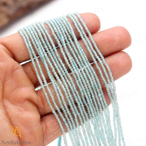 AAA+ Natural Blue Apatite Microcut Faceted Rondelle Gemstone Beads,1.80-1.90 MM Apatite Tiny Beads,13&quot; Apatite Beads For Handmade Jewelry