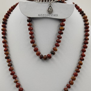 Hand Knotted Picasso Jasper Bracelet & Necklace,Picasso Jasper Knotted Necklace,Picasso Jasper Knotted Bracelet,Handmade Knotted Necklace