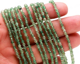 AAA+ Green Strawberry Quartz  Microcut Faceted Beads,3.10-3.20 MM Tiny Rondelle Beads,13"Quartz Gemstone Beads For Handmade Jewelry