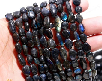 Natural Black Labradorite Smooth Nugget Shape Gemstone Beads,Labradorite Pebble Nugget Beads,Labradorite Tumble Beads For Handmade Jewelry