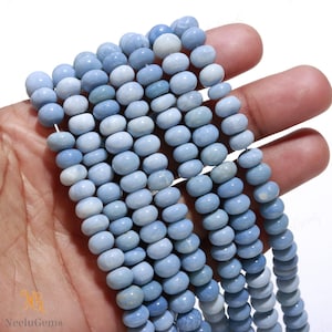 AAA+ Quality Blue Oregon Opal Smooth Rondelle Shape Gemstone Beads,Pigeon Opal Plain Beads,8-9 MM Blue Opal Beads For Handmade Jewelry