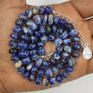 Hand Knotted Blue Sodalite Necklace,Blue Sodalite Knotted Necklace,Blue Sodalite Bead Necklace,Blue Sodalite Necklace,Handmade Necklace,SALE