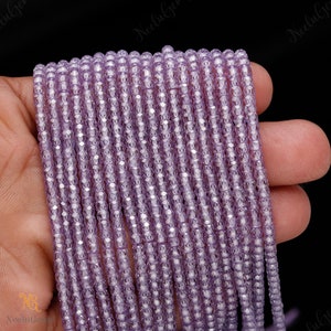 AAA+ Geniune Purple Zircon Microcut Faceted Faceted Gemstone Beads,3 MM Cubic Zirconia Beads,13&quot; Purple Zircon Beads For Handmade Jewelry