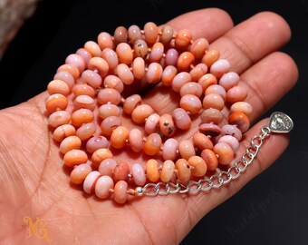 Hand Knotted Kunzite Fire Opal Necklace, Peruvian Gemstone Choker, Pale Pink Lilac Jewelry, Heart Chakra Healing Stone, Unique Rare Gift